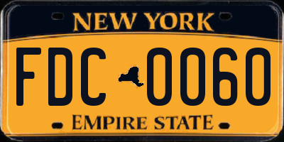 NY license plate FDC0060