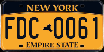 NY license plate FDC0061