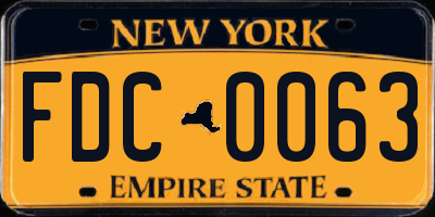 NY license plate FDC0063