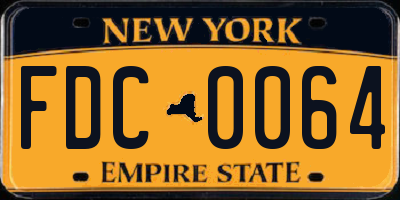 NY license plate FDC0064