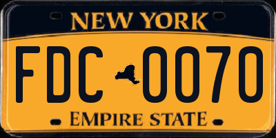 NY license plate FDC0070