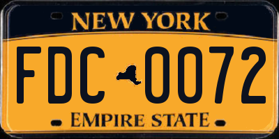 NY license plate FDC0072