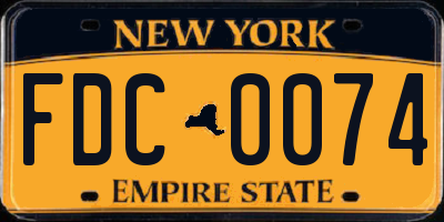 NY license plate FDC0074