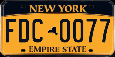 NY license plate FDC0077