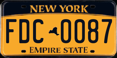 NY license plate FDC0087