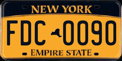 NY license plate FDC0090