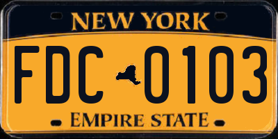 NY license plate FDC0103