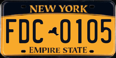 NY license plate FDC0105