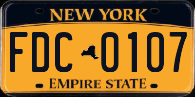 NY license plate FDC0107