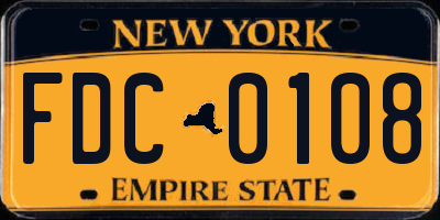 NY license plate FDC0108