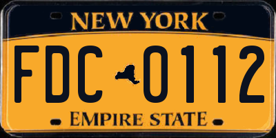 NY license plate FDC0112