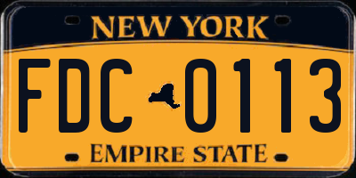 NY license plate FDC0113
