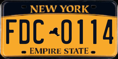 NY license plate FDC0114
