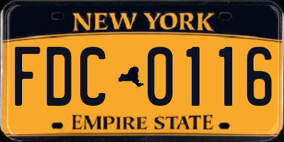 NY license plate FDC0116