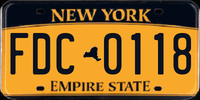 NY license plate FDC0118