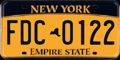 NY license plate FDC0122