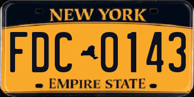 NY license plate FDC0143