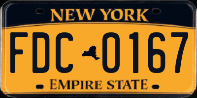 NY license plate FDC0167