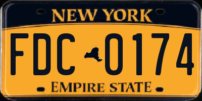 NY license plate FDC0174