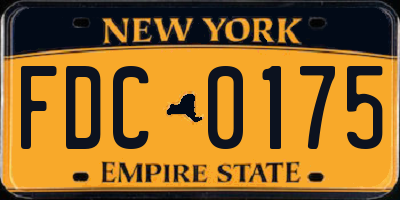 NY license plate FDC0175