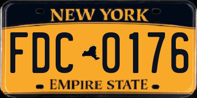 NY license plate FDC0176