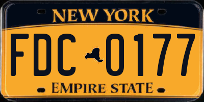 NY license plate FDC0177