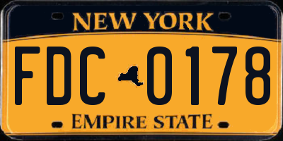 NY license plate FDC0178