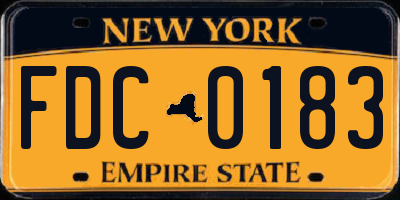 NY license plate FDC0183