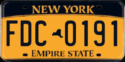 NY license plate FDC0191