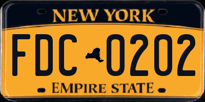 NY license plate FDC0202