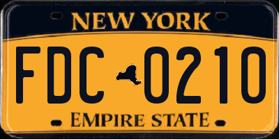 NY license plate FDC0210