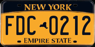 NY license plate FDC0212
