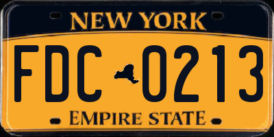 NY license plate FDC0213