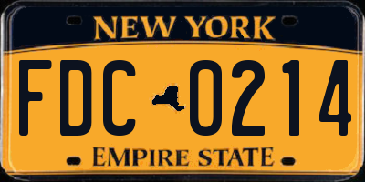 NY license plate FDC0214