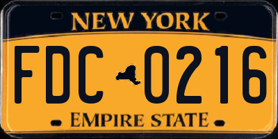 NY license plate FDC0216