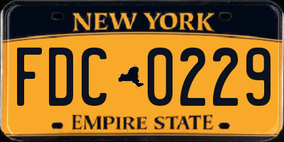 NY license plate FDC0229