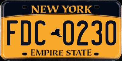 NY license plate FDC0230