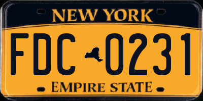 NY license plate FDC0231