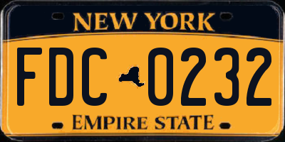 NY license plate FDC0232