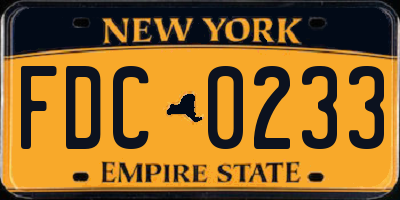 NY license plate FDC0233