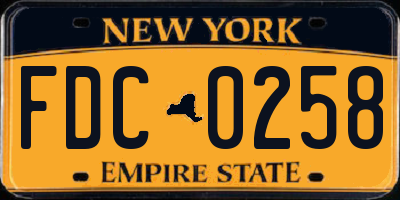 NY license plate FDC0258