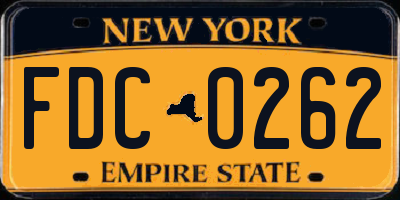 NY license plate FDC0262