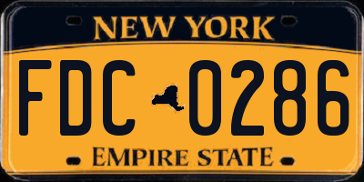 NY license plate FDC0286