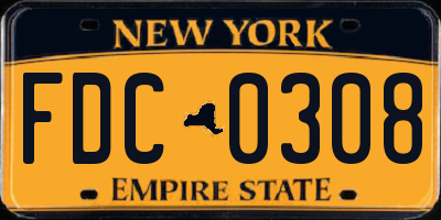 NY license plate FDC0308