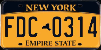 NY license plate FDC0314