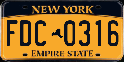 NY license plate FDC0316