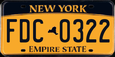 NY license plate FDC0322