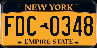 NY license plate FDC0348