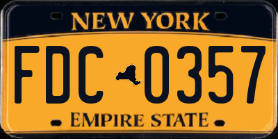 NY license plate FDC0357
