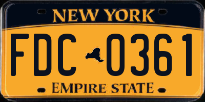 NY license plate FDC0361